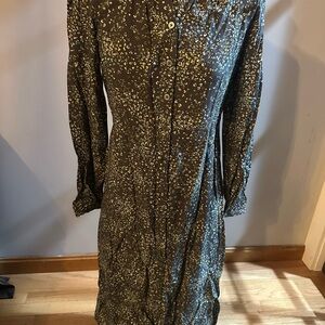 LOFT Elegant Black Dress with Gold Accents